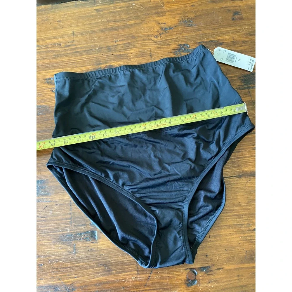 Leilani Womens Size 14‎ NWT High Waisted Tummy Thinner Bikini Bottom Black